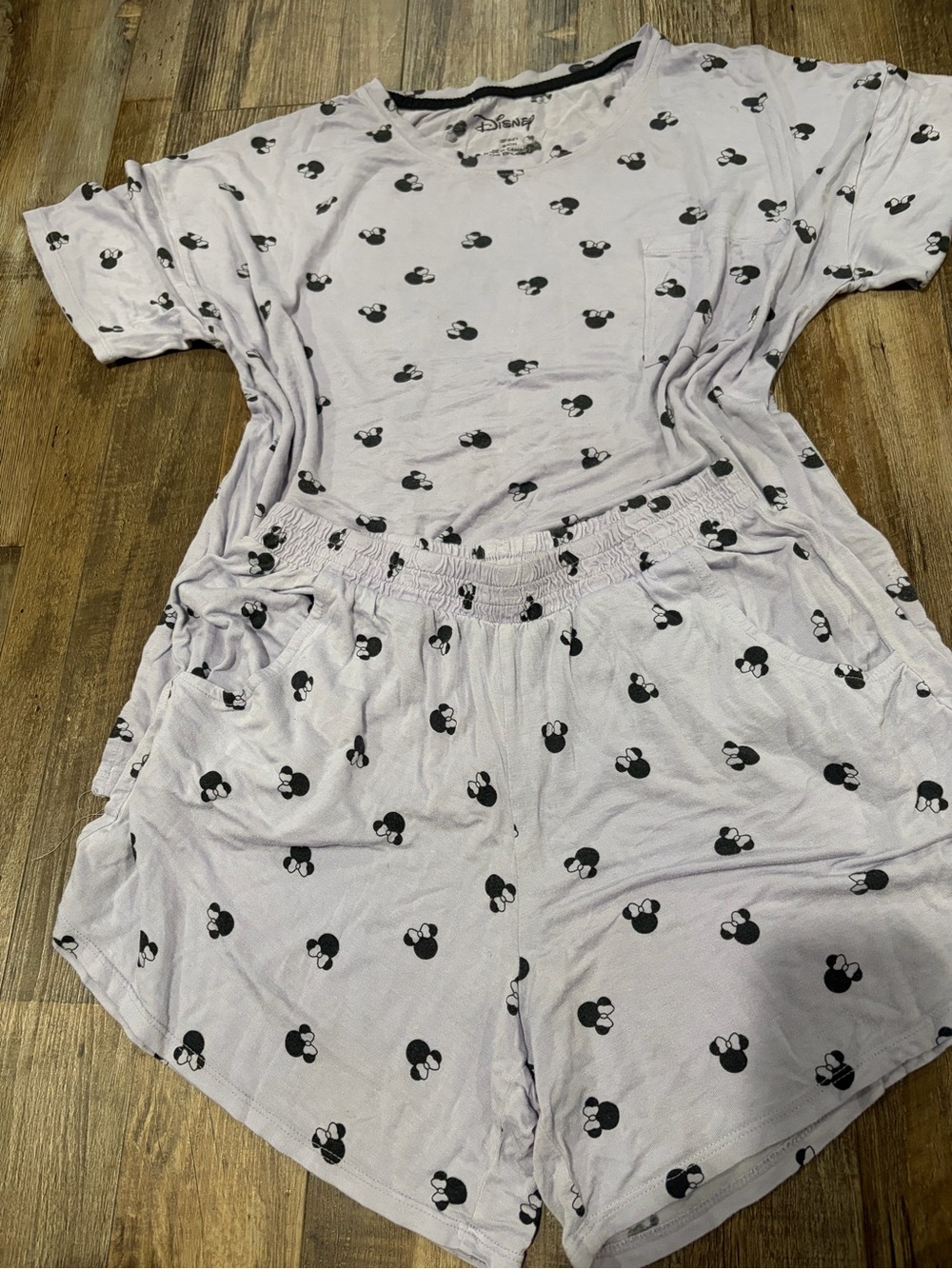 Disney Lilac Mickey Mouse Lounge Set - Black Print pyjamas